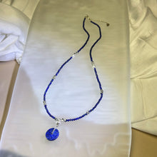 将图片加载到图库查看器，Lapis Lazuli Lucky Buckle Pendant Beads Necklace 青金石平安扣吊坠珠链项链
