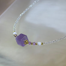 将图片加载到图库查看器，Amethyst Cube Clear Quartz Beads Necklace 紫水晶方糖白水晶珠链项链
