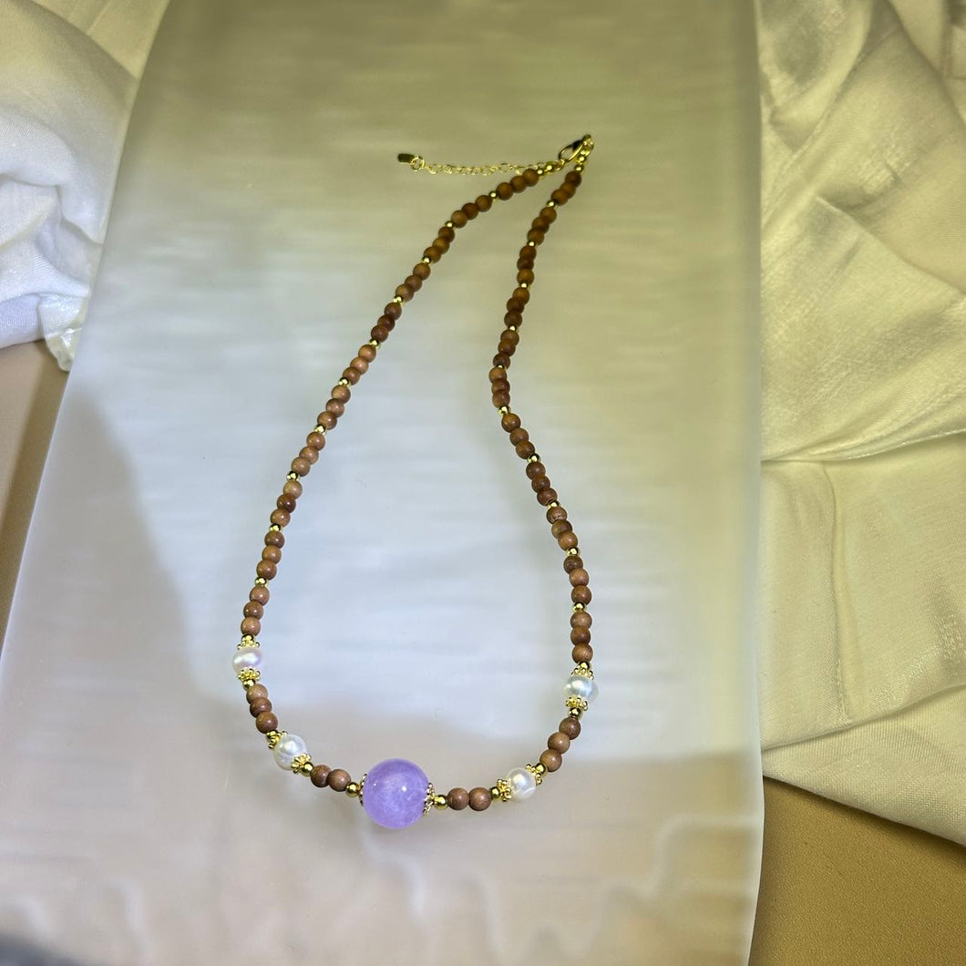 Amethyst Sandalwood Beads Necklace 紫水晶山檀木珠链项链