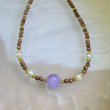 将图片加载到图库查看器，Amethyst Sandalwood Beads Necklace 紫水晶山檀木珠链项链
