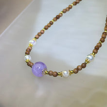 Load image into Gallery viewer, Amethyst Sandalwood Beads Necklace 紫水晶山檀木珠链项链
