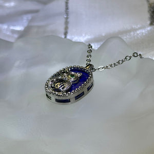 Lapis Lazuli Night Owl Pendant 青金石镶嵌猫头鹰吊坠