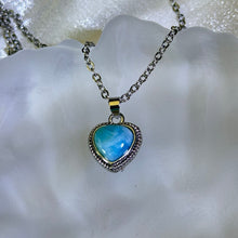 Load image into Gallery viewer, Larimar Love Heart Pendant 海纹石爱心镶嵌吊坠
