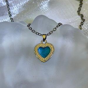 Larimar Love Heart Pendant 海纹石爱心镶嵌吊坠