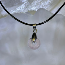 Load image into Gallery viewer, Rose Quartz Lucky Buckle Pendant Necklace 粉水晶平安扣吊坠项链
