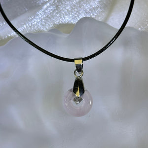 Rose Quartz Lucky Buckle Pendant Necklace 粉水晶平安扣吊坠项链