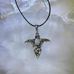 Moonstone Wand Pendant Necklace 冰长石月光石镶嵌权杖吊坠项链