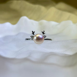 Champagne Freshwater Pearl Adjustable Ring 香槟色淡水珍珠镶嵌活口戒指