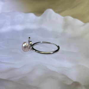 Champagne Freshwater Pearl Adjustable Ring 香槟色淡水珍珠镶嵌活口戒指