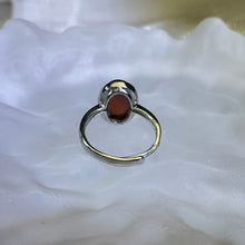 将图片加载到图库查看器，Orange Garnet Adjustable Ring 橙红石榴石镶嵌活口戒指
