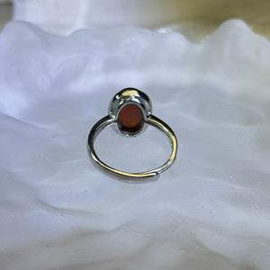 Orange Garnet Adjustable Ring 橙红石榴石镶嵌活口戒指