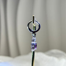 将图片加载到图库查看器，925 Silver Purple Garnet Earrings 紫牙乌石榴石镶嵌银耳圈
