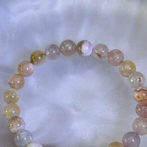 Cherry Blossom Agate Amazonite Beads Bracelet 樱花玛瑙天河石手串