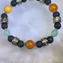 Load image into Gallery viewer, Lava Green Aventurine Yellow Moukaite Jasper Beads Bracelet 火山石绿色东陵玉蛋黄石手串
