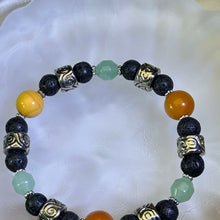 将图片加载到图库查看器，Lava Green Aventurine Yellow Moukaite Jasper Beads Bracelet 火山石绿色东陵玉蛋黄石手串
