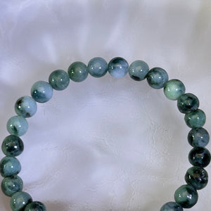 Blue Jade Beads Bracelet 糯种蓝水飘花翡翠手串