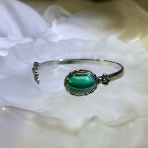 Malachite  Adjustable Bangle 孔雀石镶嵌活口手镯