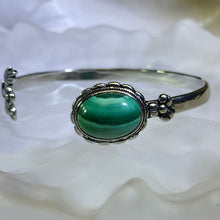 将图片加载到图库查看器，Malachite  Adjustable Bangle 孔雀石镶嵌活口手镯
