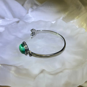 Malachite  Adjustable Bangle 孔雀石镶嵌活口手镯