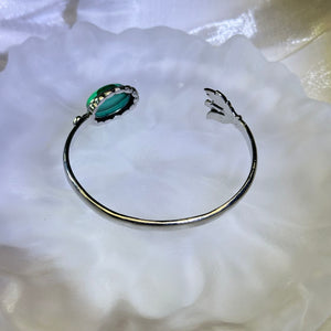 Malachite  Adjustable Bangle 孔雀石镶嵌活口手镯