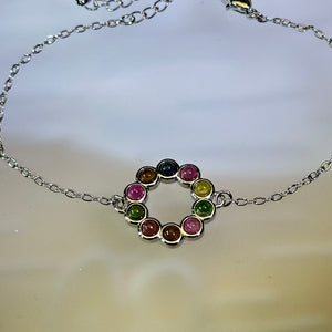 Rainbow Tourmaline Bracelet 彩虹碧玺镶嵌手链