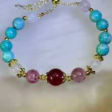 将图片加载到图库查看器，Red Strawberry Quartz Amazonite Beads Bracelet 红色草莓晶天河石珠链手链
