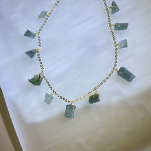 将图片加载到图库查看器，Blue Jade Beads Necklace 糯冰种蓝水翡翠珠链项链
