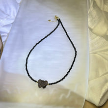 将图片加载到图库查看器，Smoky Quartz Bow Black Spinel Beads Necklace 茶水晶蝴蝶结黑色尖晶石珠链项链
