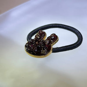 Ruby Garnet Rabbit Hair Tie 酒红石榴石兔子发绳