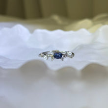 将图片加载到图库查看器，Blue Sapphire Adjustable Ring 蓝色蓝宝石镶嵌活口戒指
