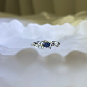 Blue Sapphire Adjustable Ring 蓝色蓝宝石镶嵌活口戒指