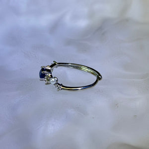 Blue Sapphire Adjustable Ring 蓝色蓝宝石镶嵌活口戒指