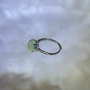 Green Prehnite Adjustable Ring 绿色葡萄石镶嵌活口戒指