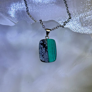 Malachite Snowflake Obsidian Pendant 孔雀石雪花黑曜石镶嵌吊坠