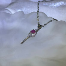 Load image into Gallery viewer, Pink Ruby Wand Pendant 粉色红宝石镶嵌权杖吊坠
