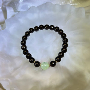 Ruby Garnet Green Prehnite Beads Bracelet 酒红石榴石绿色葡萄石手串