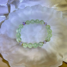 Load image into Gallery viewer, Green Prehnite Amethyst Beads Bracelet 绿色葡萄石紫水晶手串
