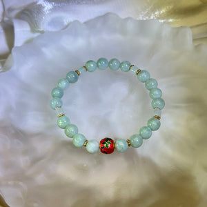 Green Jade Beads Bracelet 糯种豆色翡翠手串