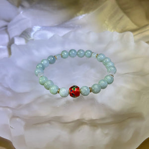 Green Jade Beads Bracelet 糯种豆色翡翠手串