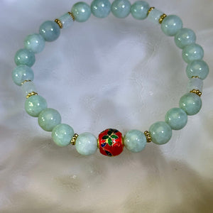 Green Jade Beads Bracelet 糯种豆色翡翠手串