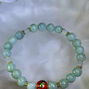 Green Jade Beads Bracelet 糯种豆色翡翠手串