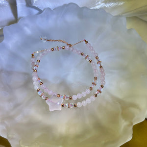 Rose Quartz Star Beads Bracelet 粉水晶星星珠链手链