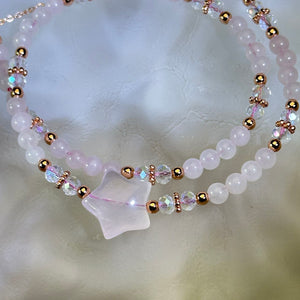 Rose Quartz Star Beads Bracelet 粉水晶星星珠链手链