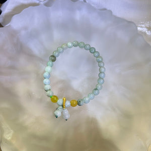 Green Jade Beads Bracelet 糯种豆色翡翠手串