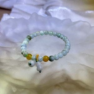 Green Jade Beads Bracelet 糯种豆色翡翠手串