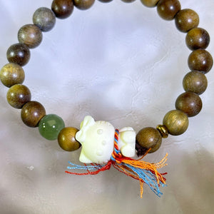 Verawood White Bodhi Seed Hello Kitty Beads Bracelet 绿檀木象牙果凯蒂猫手串