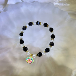 Blue Goldstone Clear Quartz Beads Bracelet 蓝砂石白水晶手串