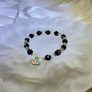 Blue Goldstone Clear Quartz Beads Bracelet 蓝砂石白水晶手串