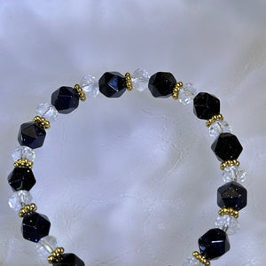 Blue Goldstone Clear Quartz Beads Bracelet 蓝砂石白水晶手串