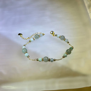 Green Jade Beads Bracelet 糯种豆色珠链手链